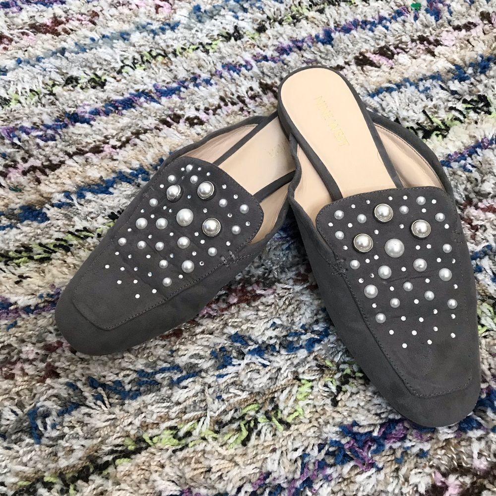 Nine West pearl vegan suede mules